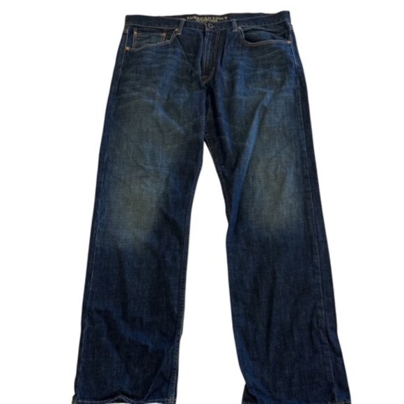 Men's American Eagle Flex Relaxed Straight Dark Wash Denim Jeans 38 x 32 - Picture 1 of 14